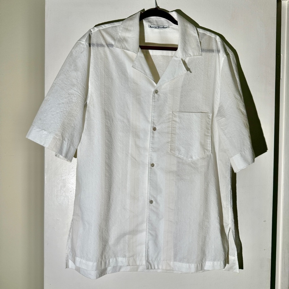 Acne White Short-Sleeve Button-Down  Resort Shirt XL